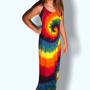 Custom, tie dye maxi tank dress
